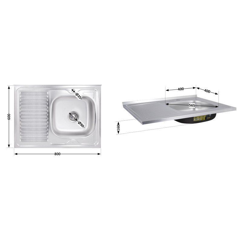 Кухонна мийка Brinex 6080-R 0,6 мм Satin (BRIN6080RSAT06)