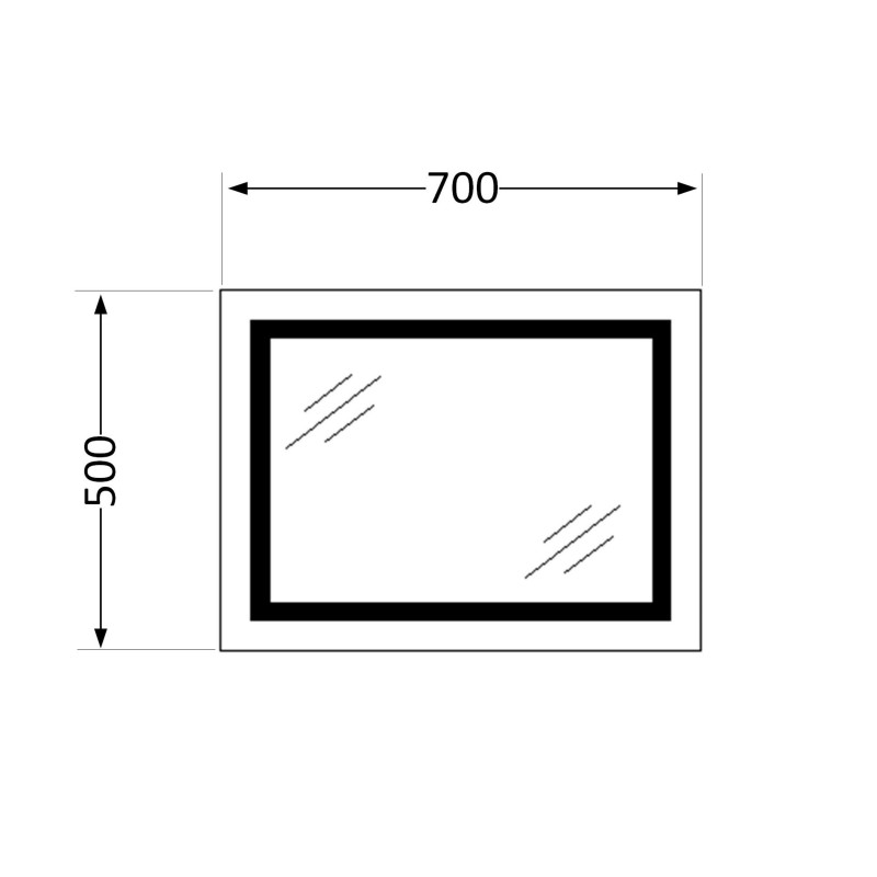 Дзеркало Qtap Mideya (DC-F613) 700х500 з LED-підсвічуванням Touch, з антизапотіванням, димером QT2078NCF7050W