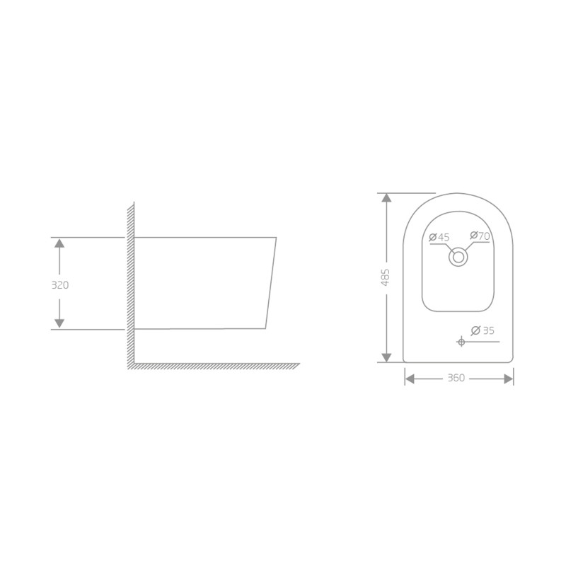 Біде підвісне Qtap  Swan 485х360х320 мм, White QT16555379W