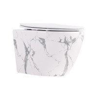 Унітаз підвісний Robin Ultra Quiet 490×365×325 мм, Marble, з сидінням Slim Duroplast / Soft-close / Quick Release QT13332381АSMR Qtap