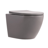 Унітаз підвісний Robin Ultra Quiet 490×365×325 мм, Stone Grey, з сидінням Slim Duroplast / Soft-close / Quick Release QT13332381АSSG Qtap