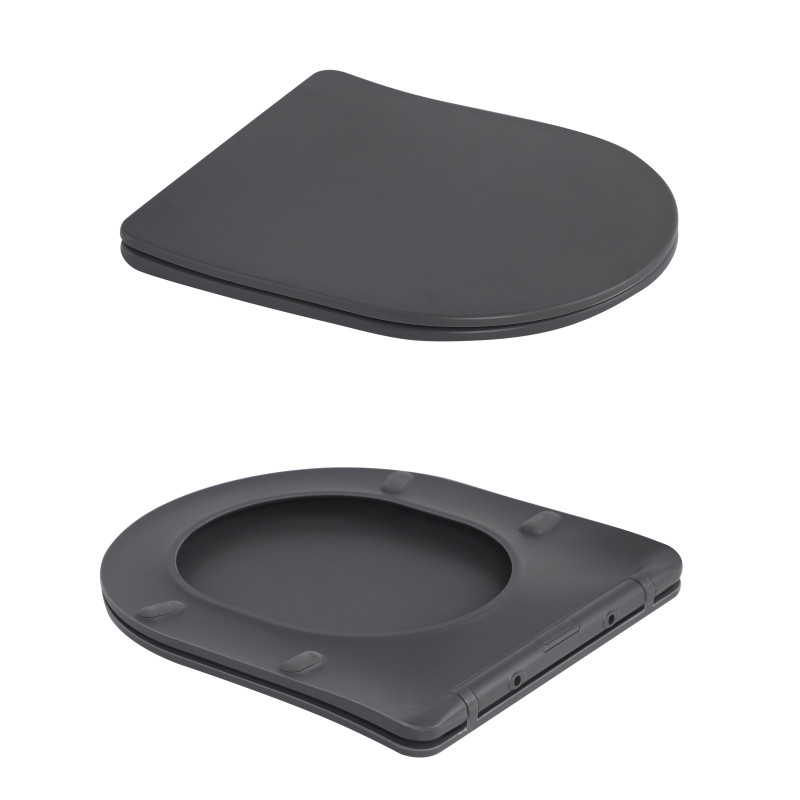 Унітаз підвісний Robin Ultra Quiet 490×365×325 мм, Anthracite, з сидінням Slim Duroplast / Soft-close / Quick Release QT13332381АSAN Qtap