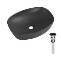 Раковина накладна Qtap Robin 500х380х140 мм, Anthracite, прямокутна, з донним клапаном QT04116302AN