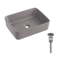 Раковина накладна Qtap Tern 480x370x135 мм, Stone grey, прямокутна, з донним клапаном QT17116069SG