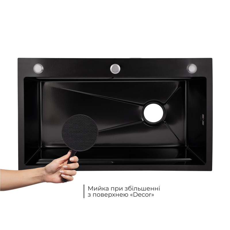 Lidz Handmade H7545B Мийка для кухні інтегрована Decor Black PVD Honeycomb 3,0/1,0 мм LDH7545BDECPVD48373