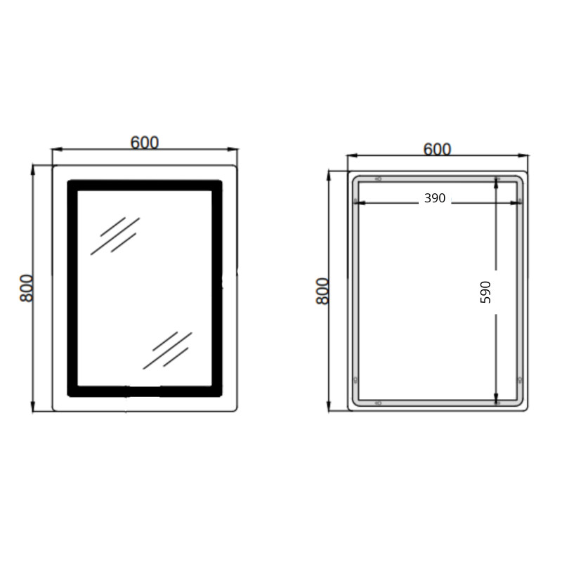 Дзеркало Qtap Cardinal (CA2) 600х800 з LED-підсвічуванням Touch, з антизапотіванням, з димером, рег. темп. кольору (3000-6500K) Reverse QT0478C608048453
