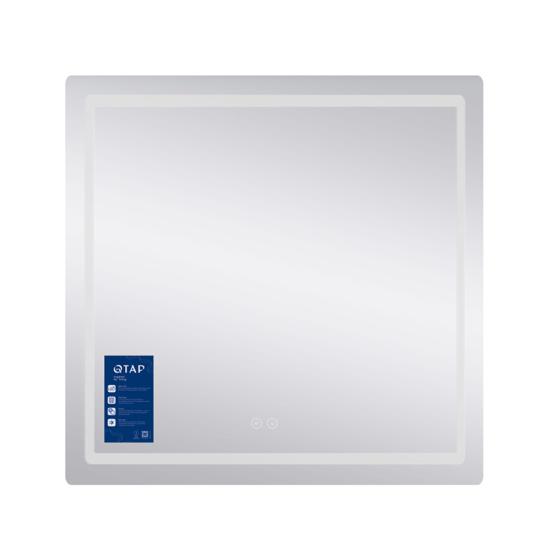 Дзеркало Qtap Mideya (MI2) 700х800 з LED-підсвічуванням Touch, з антизапотіванням, димером, рег. яскравості QT2078DCF7080