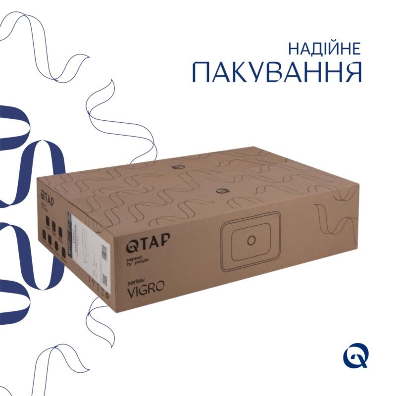 Комплект Qtap Virgo N: Раковина накладна 560x380x130 мм, White, прямокутна + Донний клапан Pop-up PU02