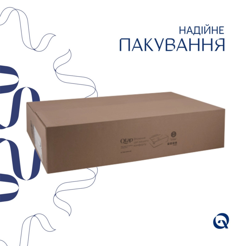 Комплект Qtap Kolibri: Раковина накладна 425x425x140 мм, White, квадратна + Донний клапан Pop-up PU02