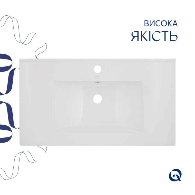 Комплект Albatross: Раковина врізна меблева 820x460x180 мм, White, прямокутна + Донний клапан Pop-up PU02O