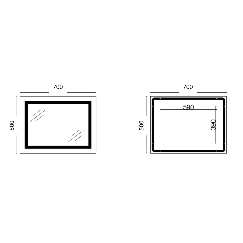 Дзеркало Lidz Kubis (KU1) 700х500 з LED-підсвічуванням Touch, з антизапотіванням, з димером, рег. яскравості LD78LF90448485