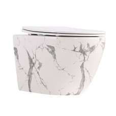 Унітаз підвісний Qtap Robin Ultra Quiet 520×365×340 мм, Marble, з сидінням Slim Duroplast / Soft-close / Quick Release QTROB26MR48998