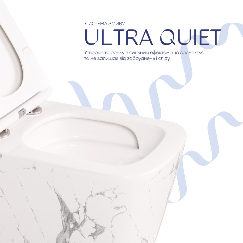 Унітаз підвісний Qtap Tern Ultra Quiet 520×345×325 мм, Marble, з сидінням Slim Duroplast / Soft-close / Quick Release QTTER26MR49002