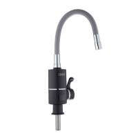 Проточний кран-водонагрівач з гнучким виливом для кухні  Lidz Warm 064  LDWAR064GRE49094 Black/Grey