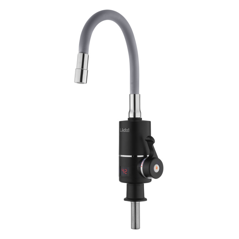 Проточний кран-водонагрівач з гнучким виливом для кухні  Lidz Warm 064  LDWAR064GRE49094 Black/Grey