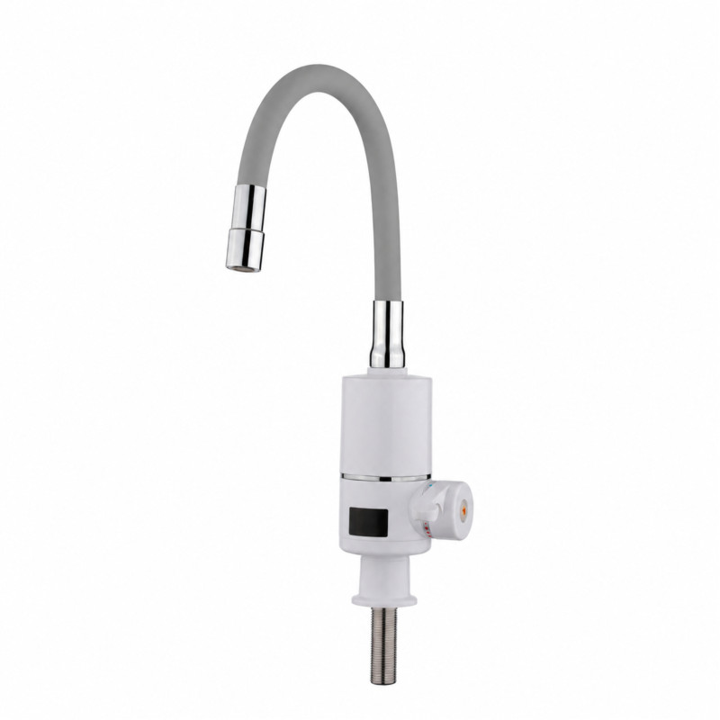 Проточний кран-водонагрівач з гнучким виливом для кухні  Lidz Warm 065  LDWAR065GRE49096 White/Grey