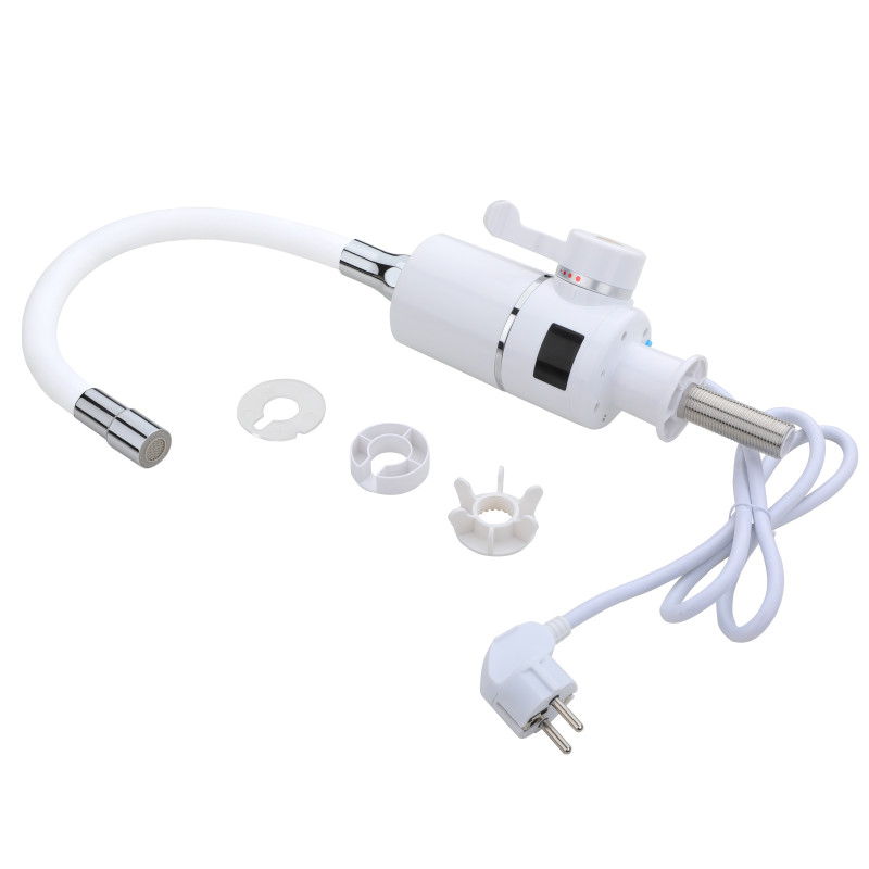 Проточний кран-водонагрівач з гнучким виливом для кухні  Lidz Warm 065  LDWAR065WHI49097 White/White