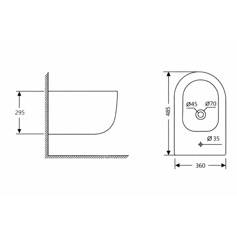 Біде підвісне Qtap Taurus 485×360×295 мм, White QTTAU28W49117