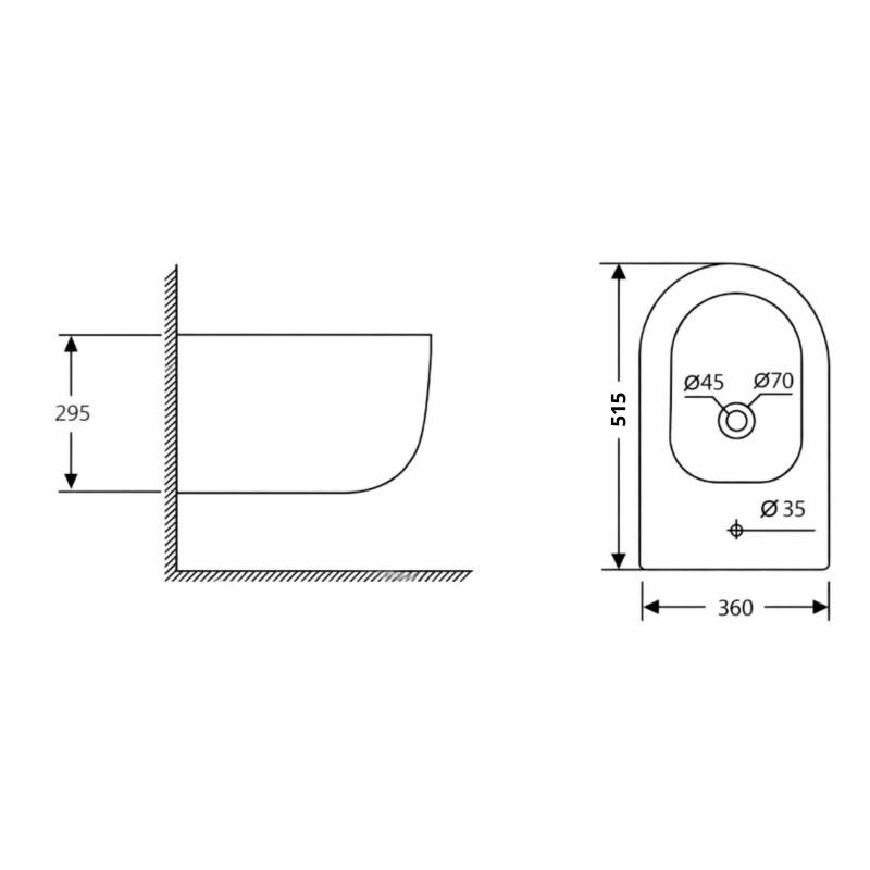 Біде підвісне Qtap Taurus 515×360×295 мм, White QTTAU28W49118