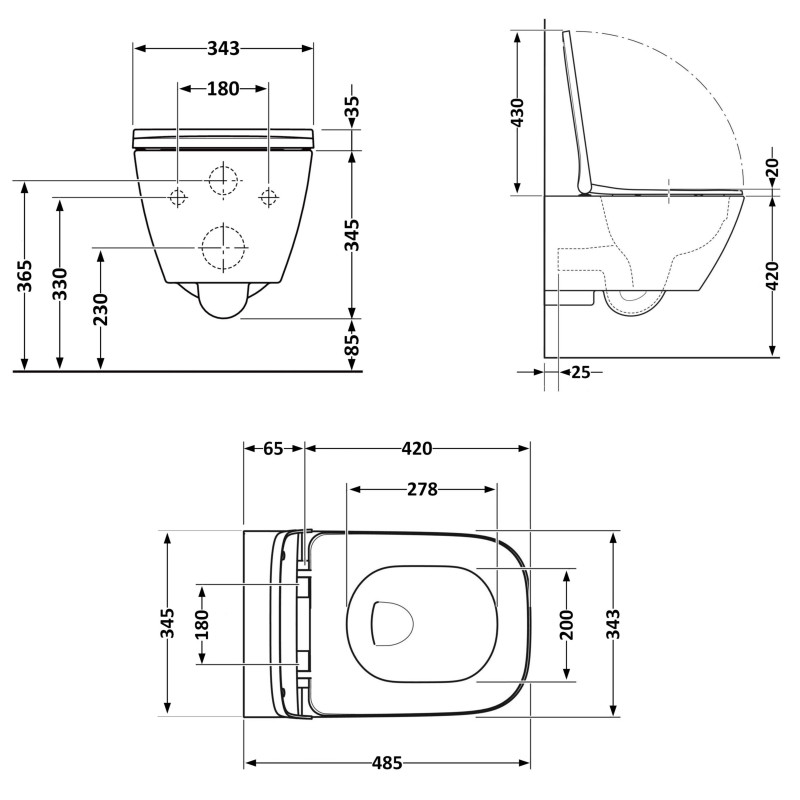 Унітаз підвісний Qtap Gemini Ultra Quiet 485×340×350 мм, White, з сидінням Slim Duroplast / Soft-close / Quick Release QTTAU26W49119