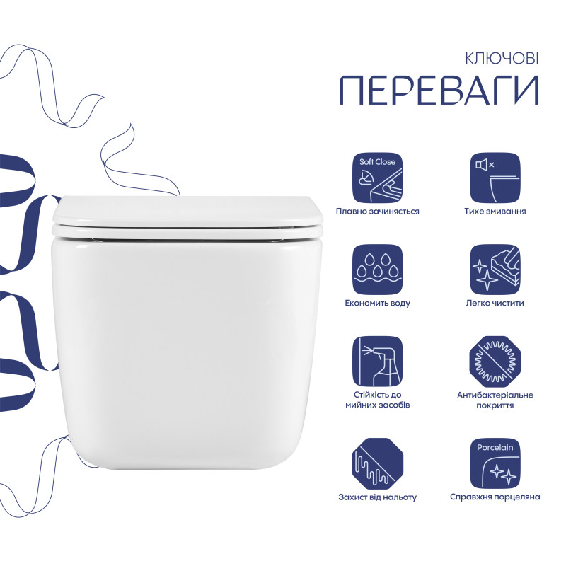Унітаз підвісний Qtap Gemini Ultra Quiet 485×340×350 мм, White, з сидінням Slim Duroplast / Soft-close / Quick Release QTTAU26W49119