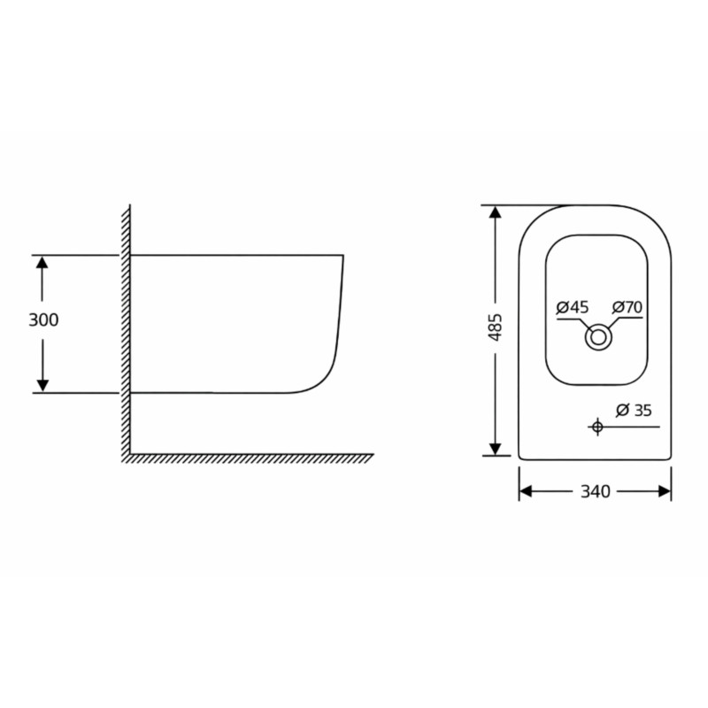 Біде підвісне Qtap Gemini 485×340×300 мм, White QTTAU28W49120