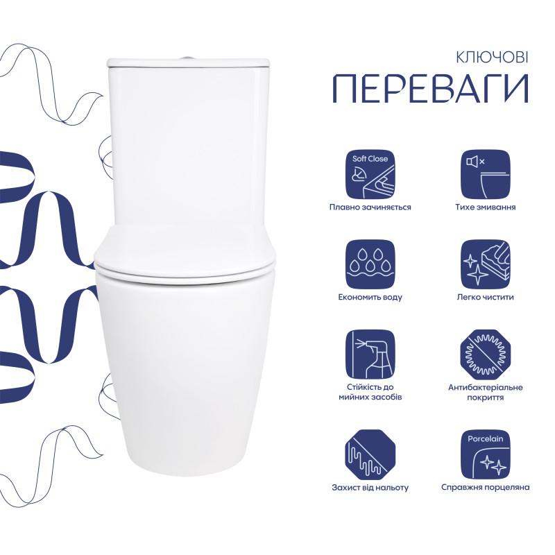 Унітаз підлоговий Qtap Evia Ultra Quiet 630×350×795 мм з сидінням Soft-close, White QTEVI27W49258