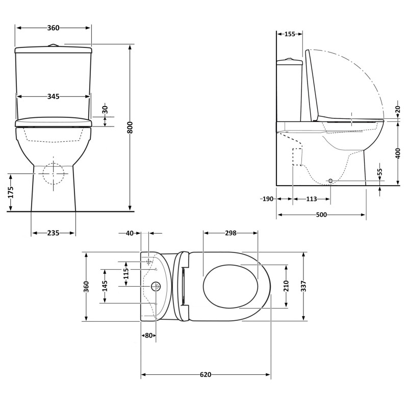 Унітаз підлоговий Qtap Stork Ultra Quiet 630×350×805 мм із сидінням Soft-close, White QTSTO27W49260