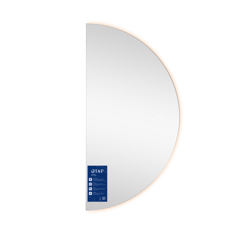 Дзеркало Qtap Taurus HR1200 з LED-підсвічуванням Touch, з антизапотіванням, з димером, рег. темп. кольору (3000-6500K) QTTAUHR1200