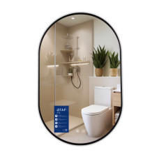 Дзеркало Qtap Scorpio (SC1) з LED-підсвічуванням Touch, з антизапотіванням, з димером, рег. темп. кольору (3000-6500K) Black QTSC500800