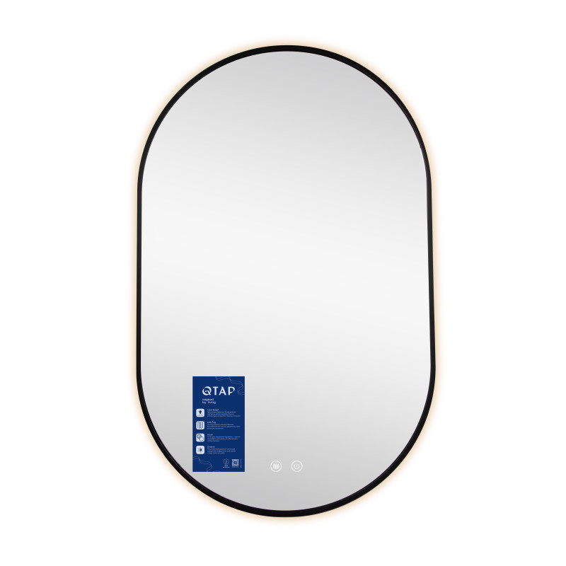 Дзеркало Qtap Scorpio (SC1) з LED-підсвічуванням Touch, з антизапотіванням, з димером, рег. темп. кольору (3000-6500K) Black QTSC500800