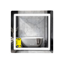 Дзеркало Lidz Kubis (KU2) 700х700 з LED-підсвічуванням Touch, з антизапотіванням, з димером, рег. яскравості LDKU70070049288