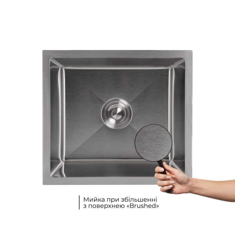 Мийка для кухні інтегрована під стільницю Lidz Handmade H4843 Brushed Steel 3,0/1,0 мм LDH4843BRU49441