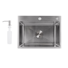 Мийка для кухні інтегрована Lidz Handmade H5843 Brushed Steel 3,0/1,0 мм LDH5843BRU49442
