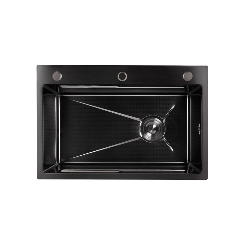 Мийка для кухні інтегрована Lidz Handmade H6845HB Decor Black PVD Honeycomb 3,0/1,0 мм LDH6845HDECBLM49445