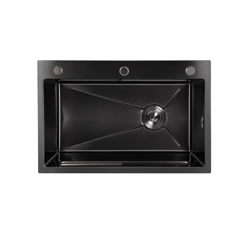 Мийка для кухні інтегрована Lidz Handmade H6845B Brushed Black PVD 3,0/1,0 мм LDH6845BRUBLM49456