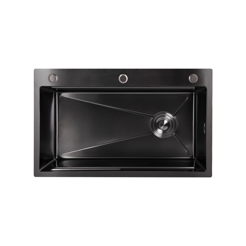Мийка для кухні інтегрована Lidz Handmade H7545B Brushed Black PVD 3,0/1,0 мм LDH7545BRUBLM49458