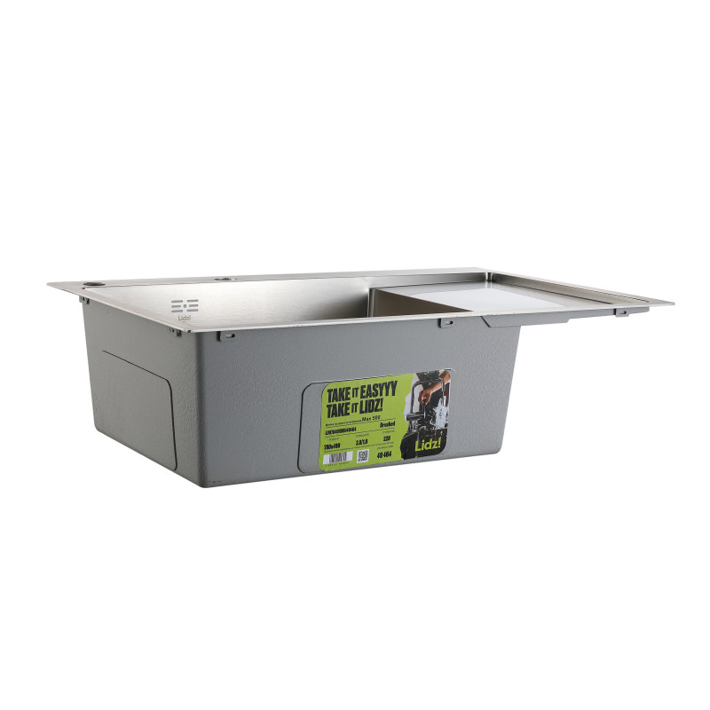 Мийка для кухні інтегрована Lidz Handmade Max 500 H7849R Brushed Steel, 3,0/1,0 мм, крило праворуч, збільшена чаша LDH7849RBRU49464