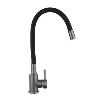 Змішувач для кухні Lidz Aria 015F3 (k35) з гнучким виливом LDARI015F3BGRP49564 Graphite/Black