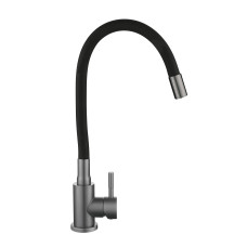 Змішувач для кухні Lidz Aria 015F3 (k35) з гнучким виливом LDARI015F3BGRP49564 Graphite/Black
