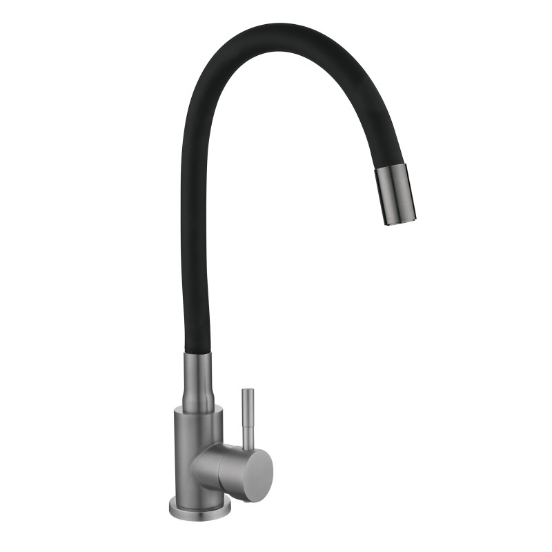 Змішувач для кухні Lidz Aria 015F3 (k35) з гнучким виливом LDARI015F3BGRP49564 Graphite/Black