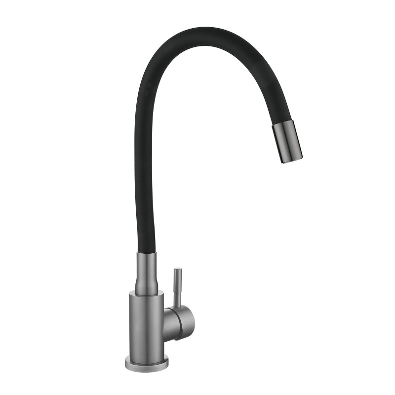 Змішувач для кухні Lidz Aria 015F3 (k35) з гнучким виливом LDARI015F3BGRP49564 Graphite/Black