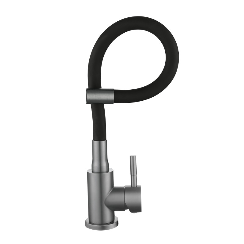 Змішувач для кухні Lidz Aria 015F3 (k35) з гнучким виливом LDARI015F3BGRP49564 Graphite/Black