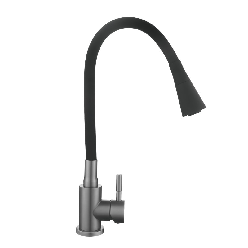 Змішувач для кухні Lidz Aria 015F31 (k35) з гнучким виливом LDARI015F31BGRP49566 Graphite/Black