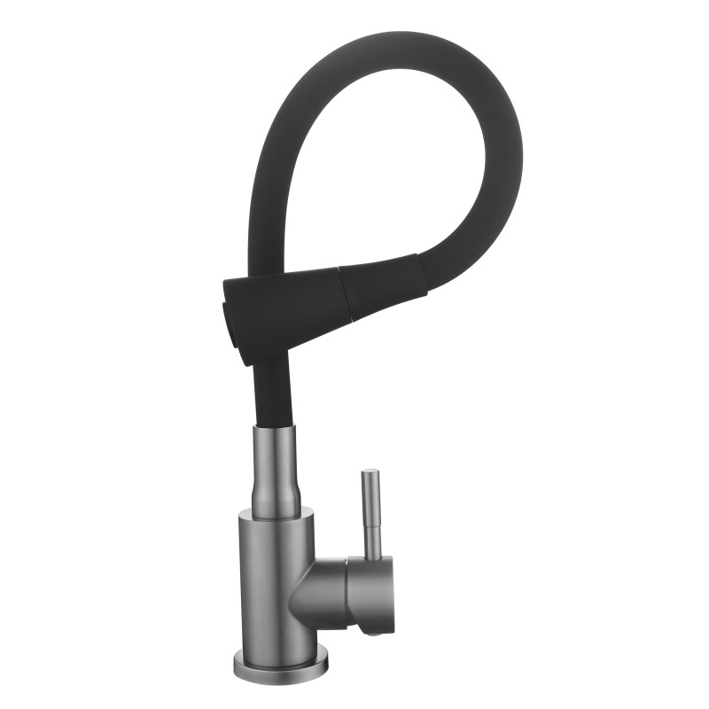 Змішувач для кухні Lidz Aria 015F31 (k35) з гнучким виливом LDARI015F31BGRP49566 Graphite/Black