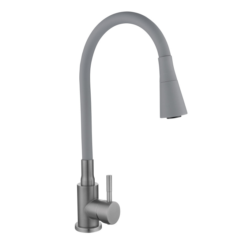 Змішувач для кухні Lidz Aria 015F31 (k35) з гнучким виливом LDARI015F31GGRP49567 Graphite/Grey
