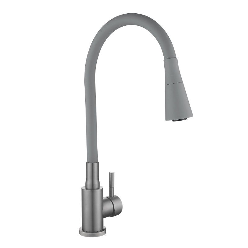 Змішувач для кухні Lidz Aria 015F31 (k35) з гнучким виливом LDARI015F31GGRP49567 Graphite/Grey