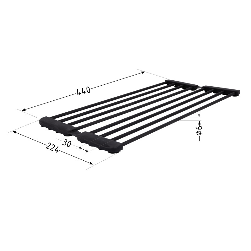 Сушарка на кухонну мийку з присоскою Lidz Acsis LA09 Black, кругла основа, для посуду 440х224 мм LDACSLA09BLM49777