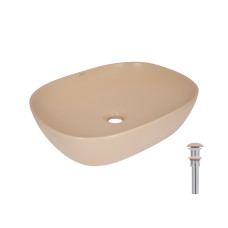 Раковина накладна Qtap Aquarius 470x380x120 мм, Beige, прямокутна, з донним клапаном QTAQA188SB49781