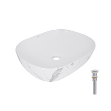 Раковина накладна Qtap Aquarius 470x380x120 мм, Marble, прямокутна, з донним клапаном QTAQA188MR49782